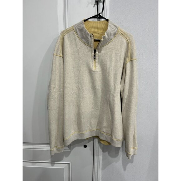 Tommy Bahama Quarter Zip Reversible Pullover Sweater Yellow Cozy Relaxed - Picture 7 of 11